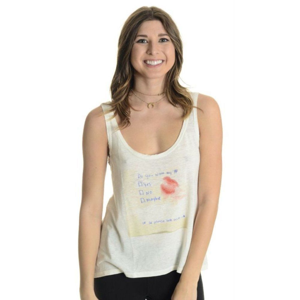 NEW 35 Millimeter Burnout Ivory Grunge Tank Top
